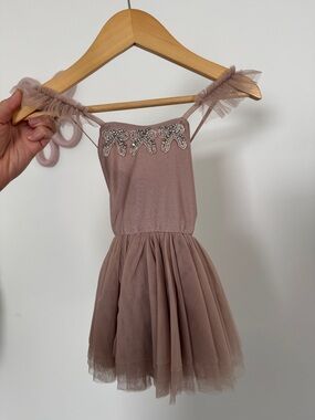 Noralee Clementine Mauve Tulle Ballet Dress with Rhinestone Bows